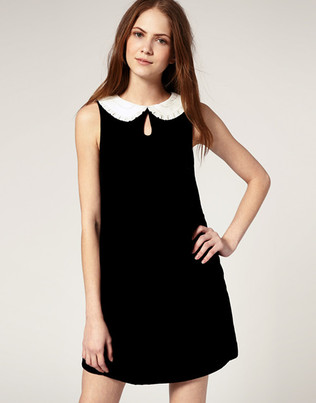 black dress with white collar